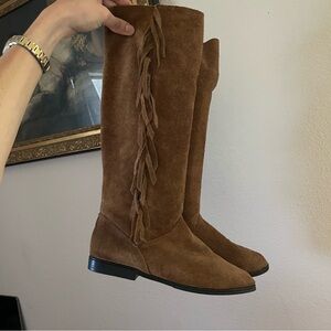 Vintage 100% leather Newport News fringe boots
